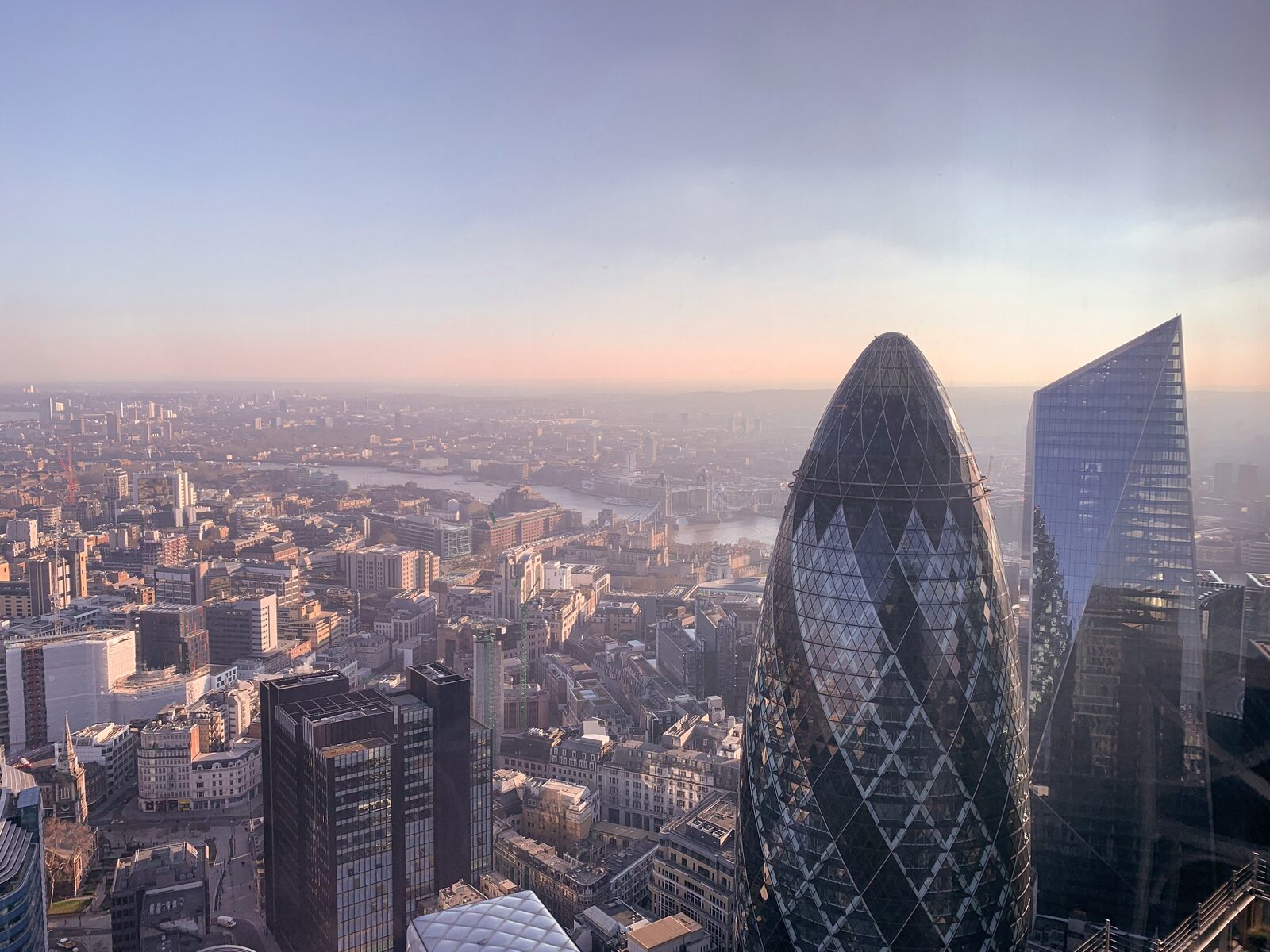 The City of London financial district at dusk